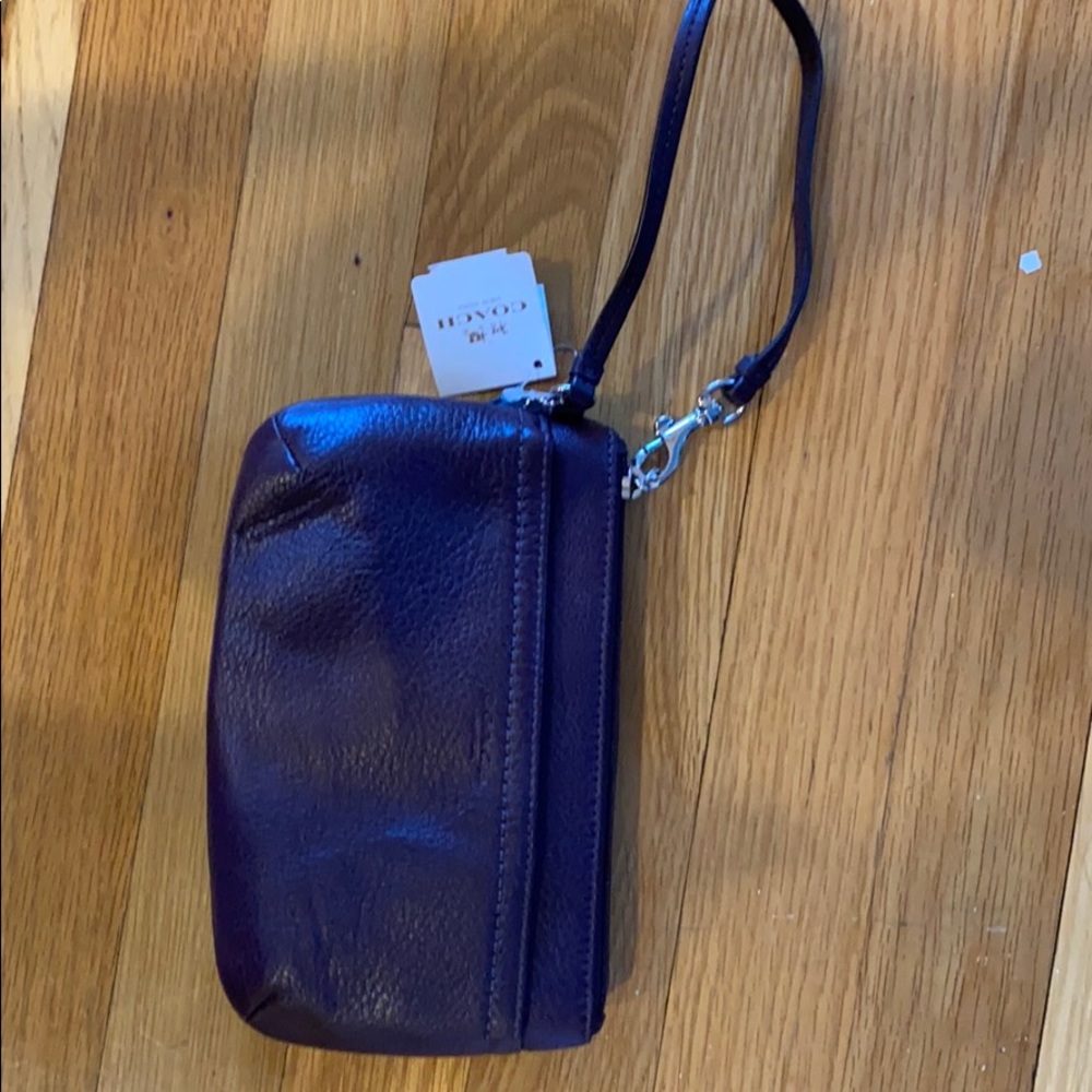 Coach Leather Plum Wristlet